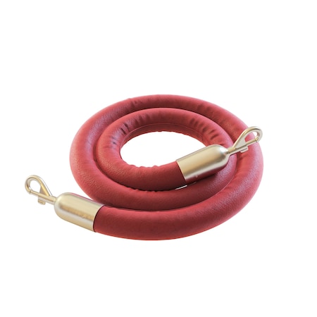 Naugahyde Rope Red With Satin Brass Snap Ends 8ft.Cotton Core